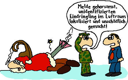 Unschdlich gemachter unidentifizierter weihnachstmnnlicher Luftraumeindringling