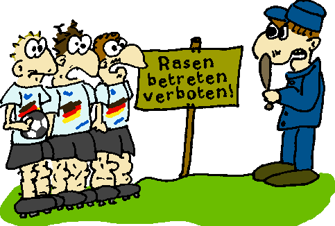 Parkwchter: Fuballrasen betreten verboten!