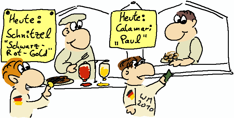 Schnitzel Schwarz-Rot-Gelb oder Calamari Paul